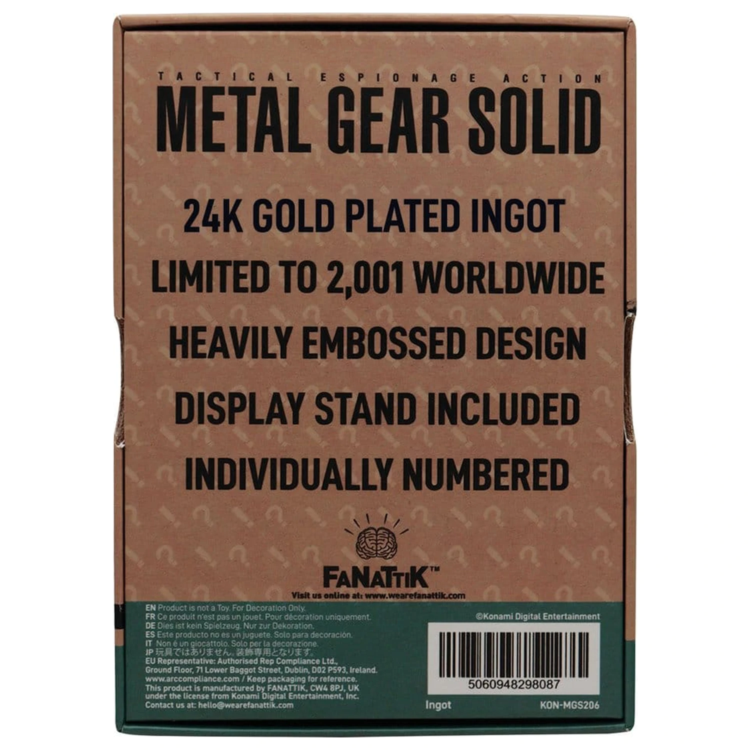 Metal Gear Solid 2 Ingot Raiden 24k pozlačen omejena izdaja fotografija izdelka