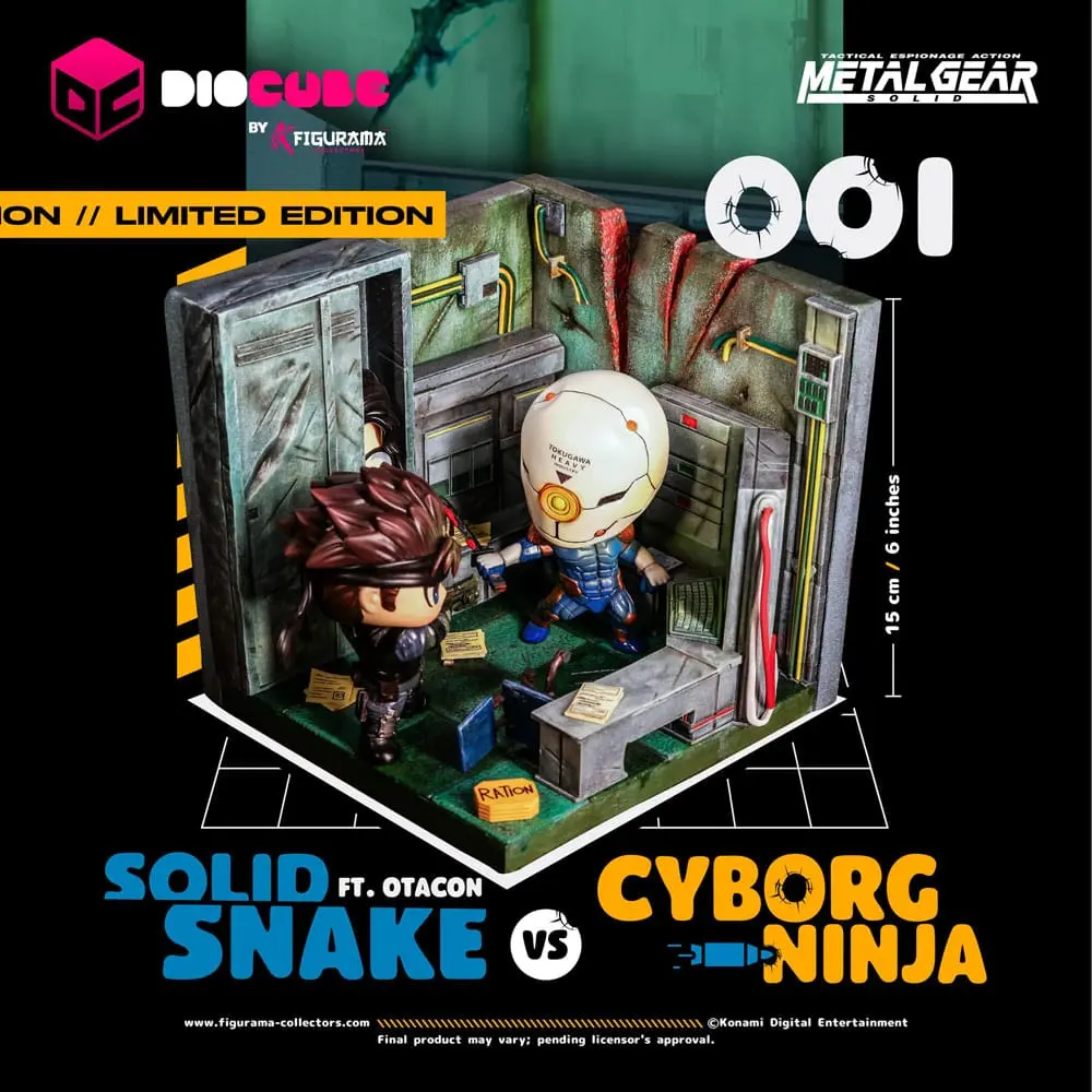 Metal Gear Solid DioCube PVC Diorama Solid Snake Vs Cyborg Ninja Ft Otacon 15 cm fotografija izdelka