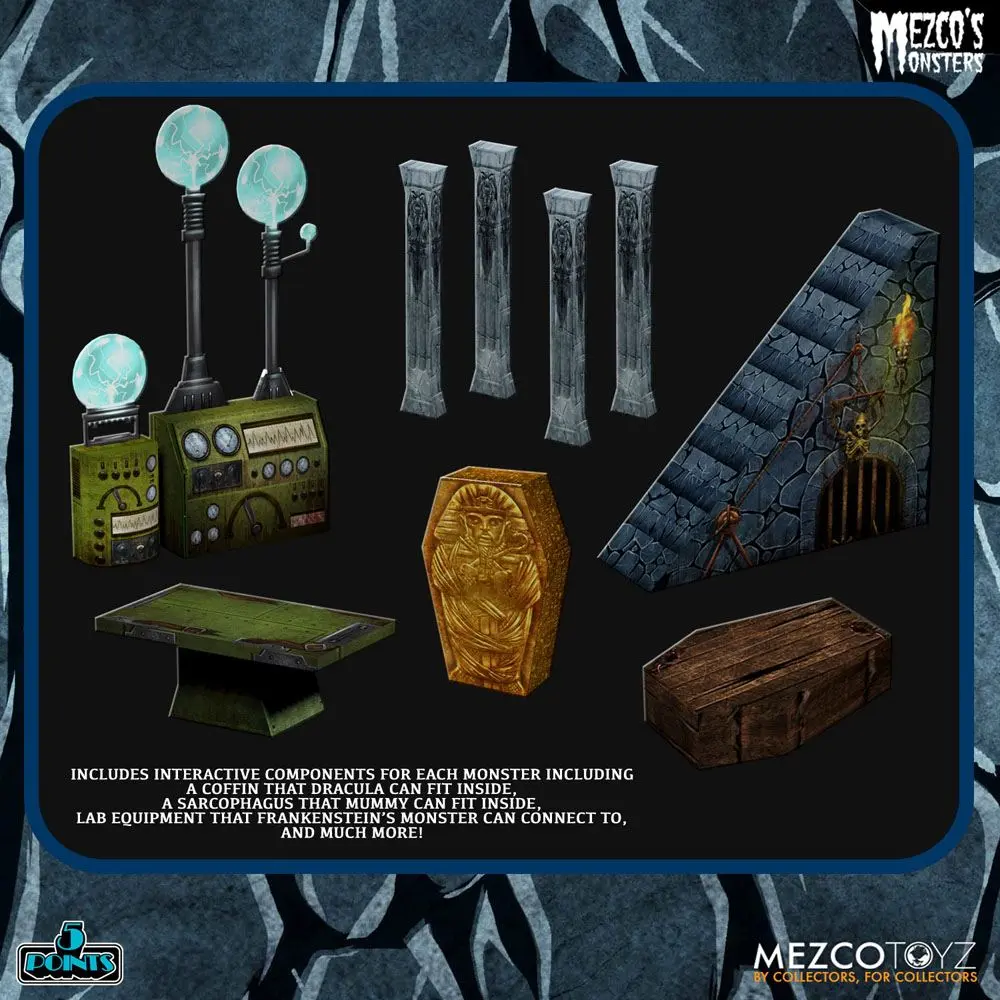 Mezco's Monsters 5 Points akcijske figure Tower of Fear Deluxe Set 9 cm fotografija izdelka