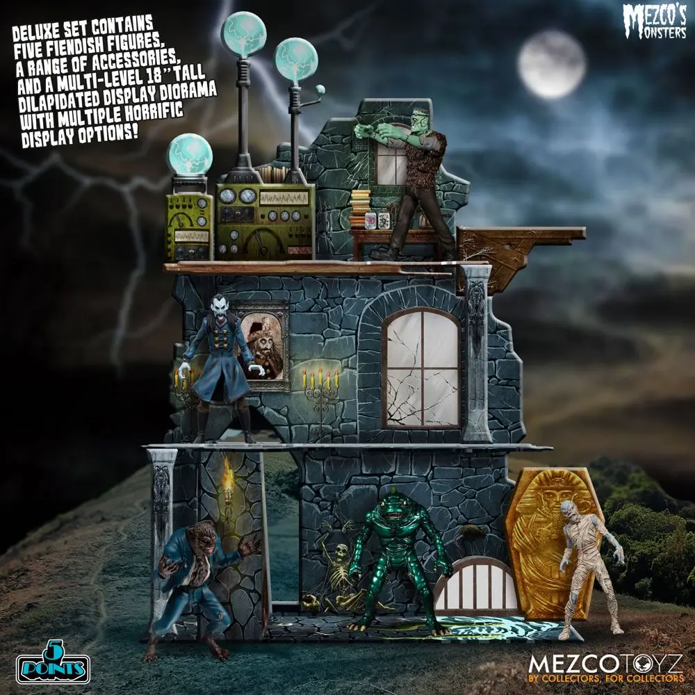 Mezco's Monsters 5 Points akcijske figure Tower of Fear Deluxe Set 9 cm fotografija izdelka