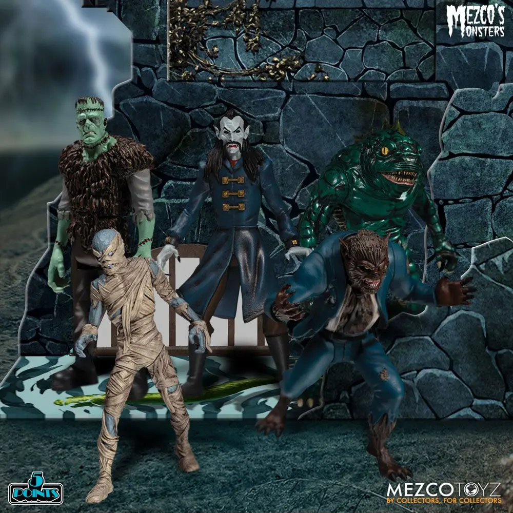 Mezco's Monsters 5 Points akcijske figure Tower of Fear Deluxe Set 9 cm fotografija izdelka