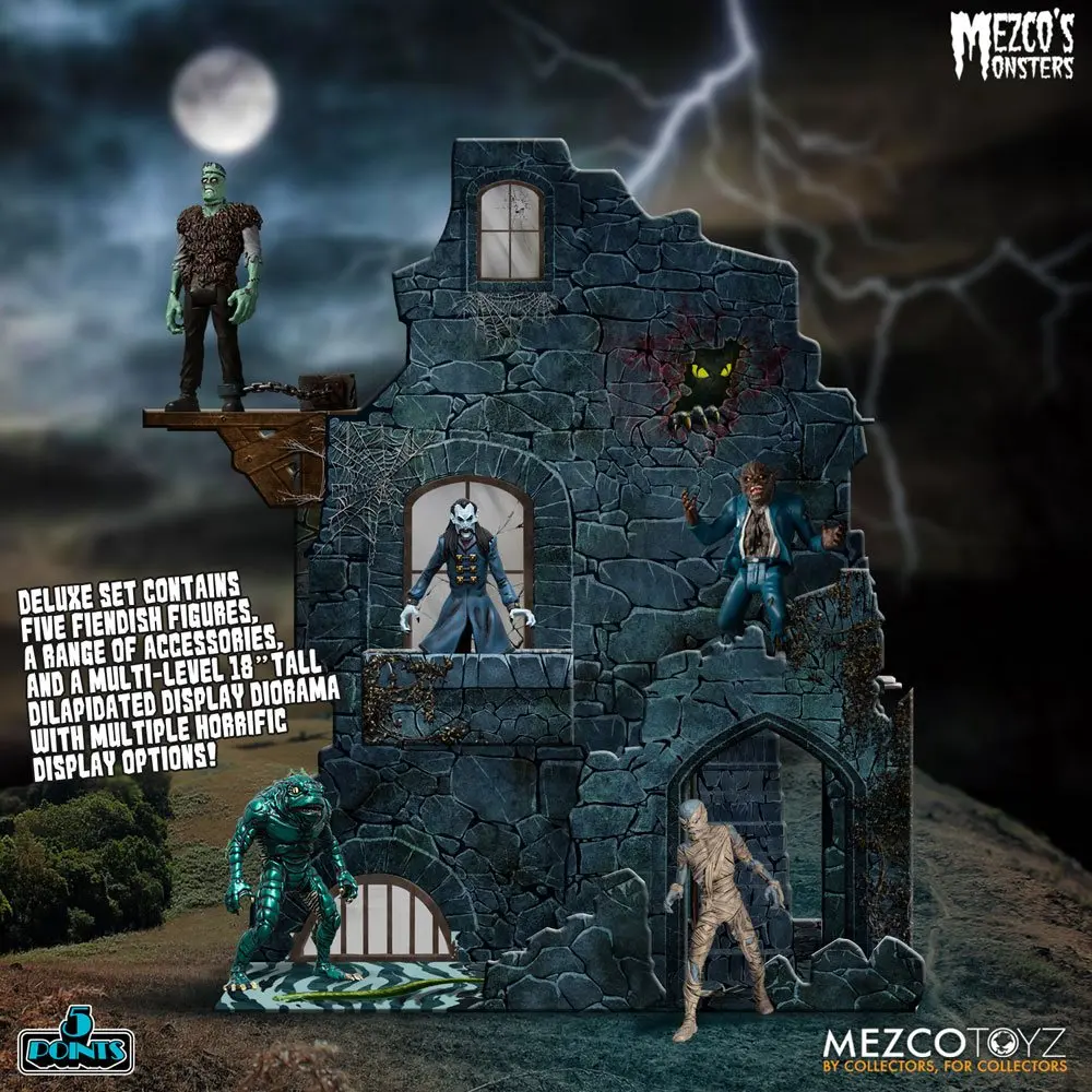 Mezco's Monsters 5 Points akcijske figure Tower of Fear Deluxe Set 9 cm fotografija izdelka