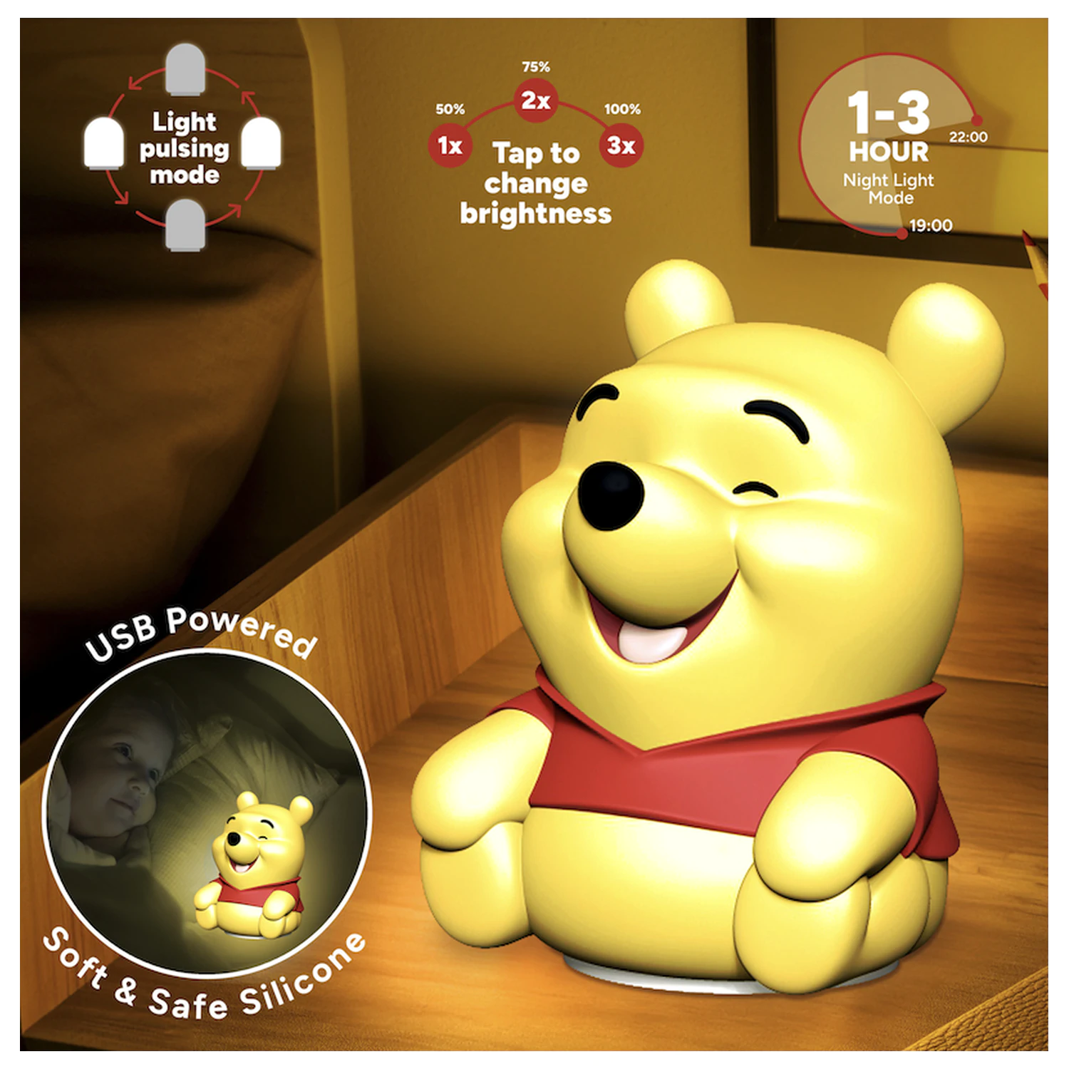 Winnie the Pooh 'SquishyGlo' okrasna svetilka za ponovno polnjenje fotografija izdelka