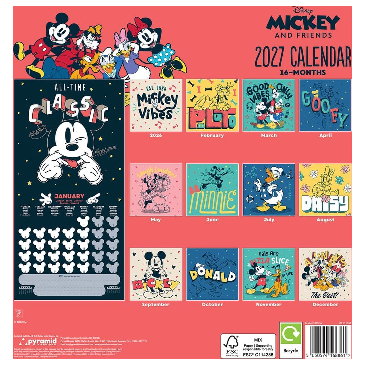Mickey & Friends Koledar 2027 30 x 30 cm fotografija izdelka