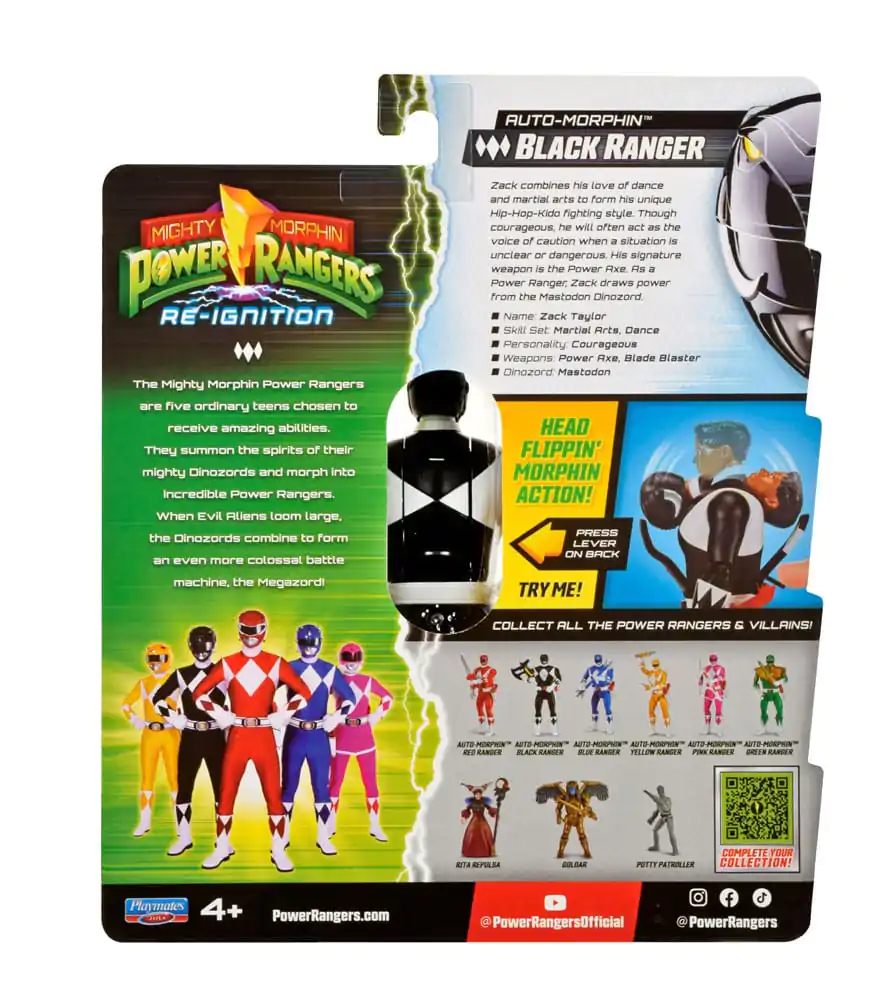 Mighty Morphin Power Rangers Action Figure Auto-Morphin Black Ranger 12 cm Akcijska Figura fotografija izdelka