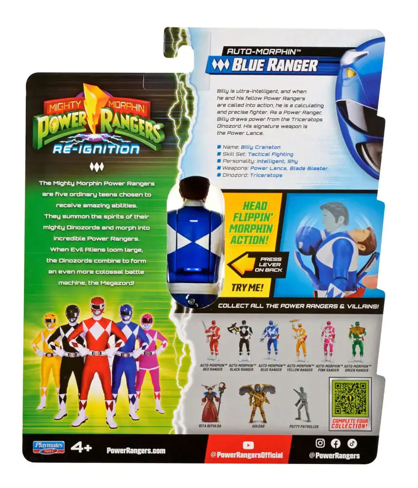 Mighty Morphin Power Rangers Action Figure Auto-Morphin Blue Ranger 12 cm Akcijska Figura fotografija izdelka