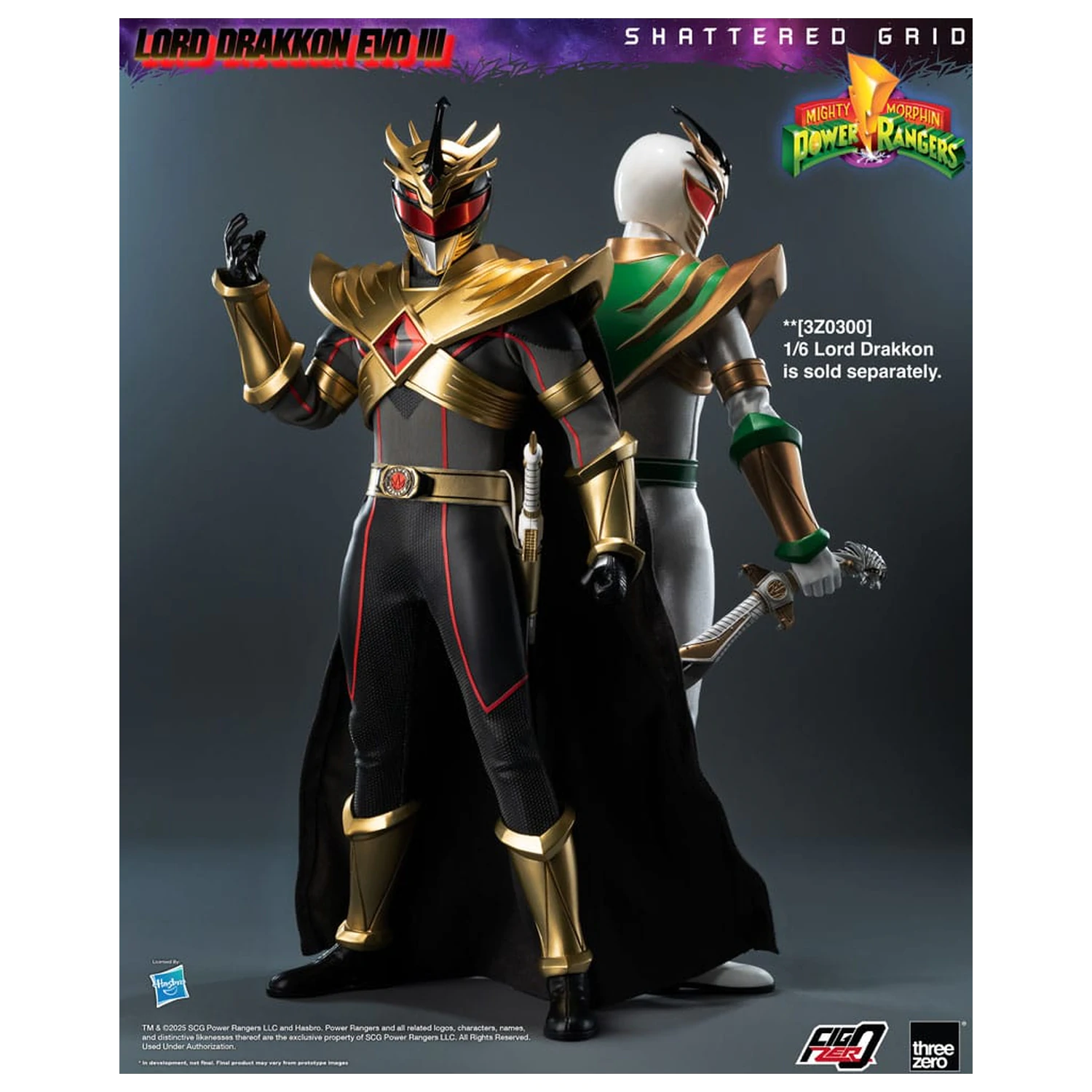 Mighty Morphin Power Rangers Shattered Grid FigZero akcijska figura 1/6 Lord Drakkon Evo III 30 cm fotografija izdelka