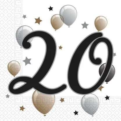 Milestone, Happy Birthday 20 Serviete, Pakiranje 20, 33x33 cm fotografija izdelka