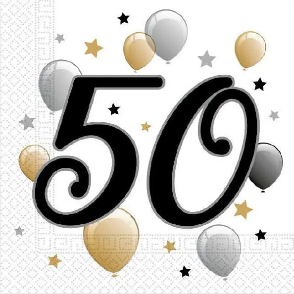 Milestone, Happy Birthday 50 Prtički 20-delni 33x33 cm fotografija izdelka