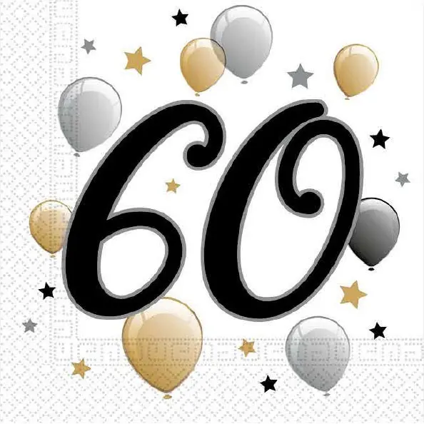 Milestone, Happy Birthday 60 Serviete 20-delni 33x33 cm fotografija izdelka