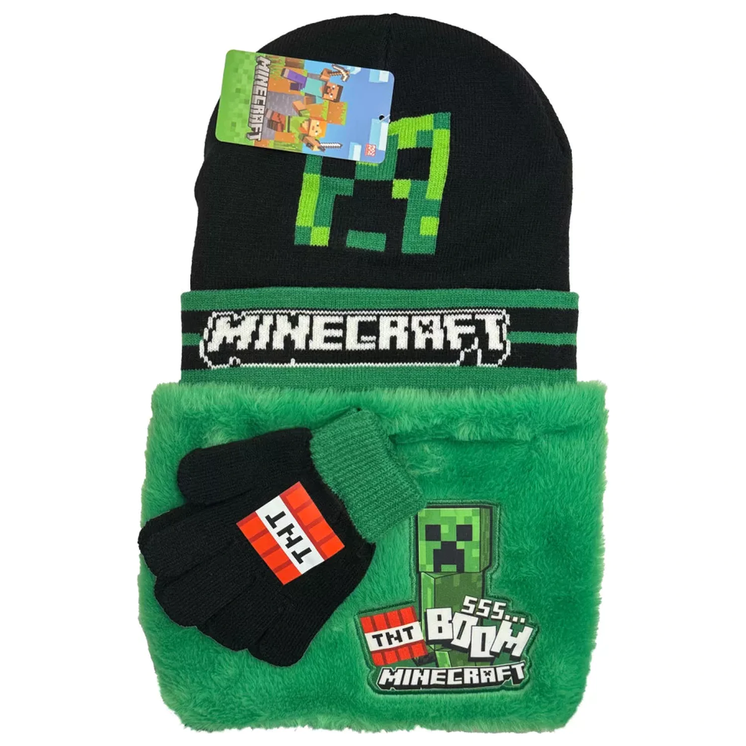 Minecraft Boom Deluxe otroška kapa, šal in komplet rokavic fotografija izdelka