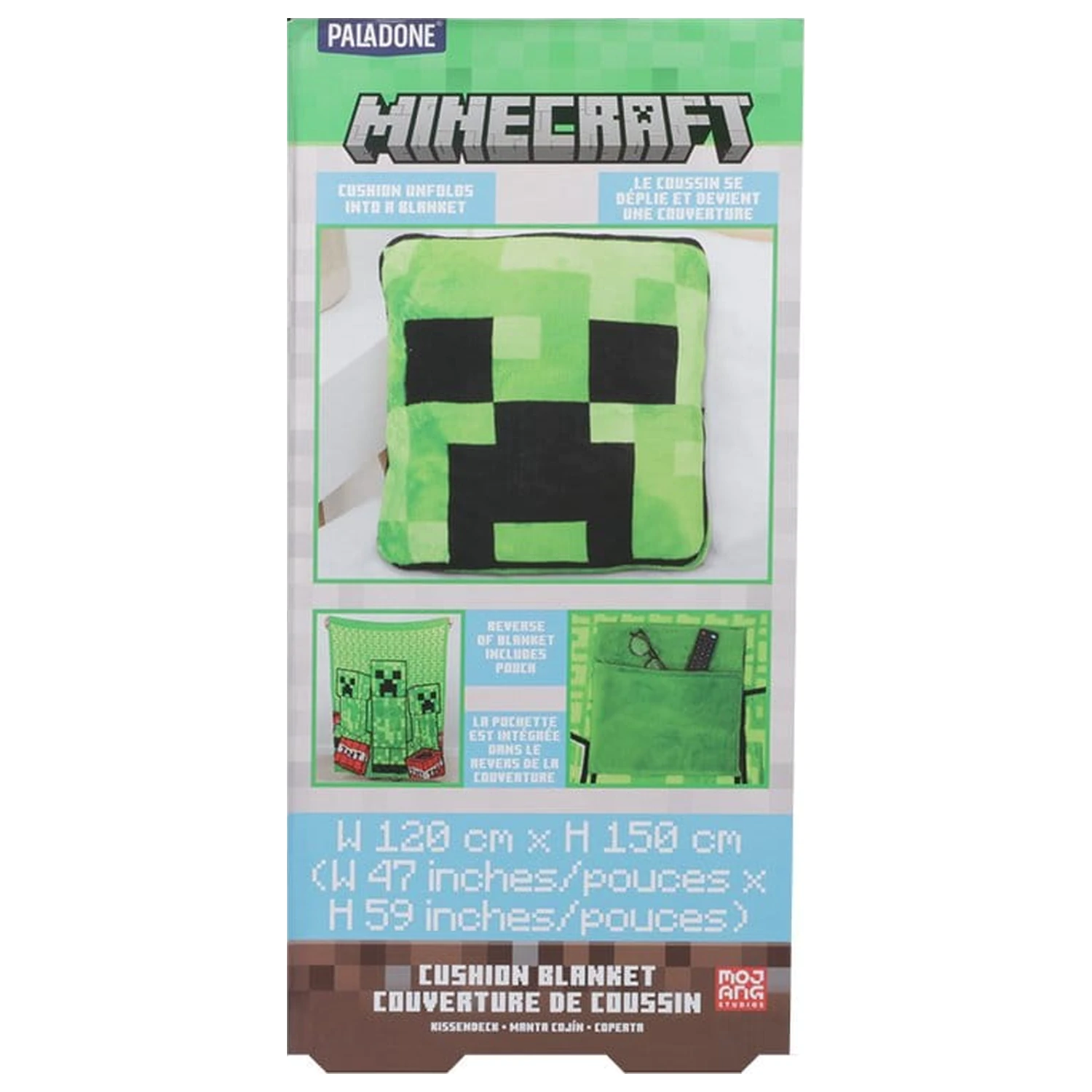 Minecraft vzglavnik odeja Creeper 2-v-1 zložljiv 150 cm fotografija izdelka
