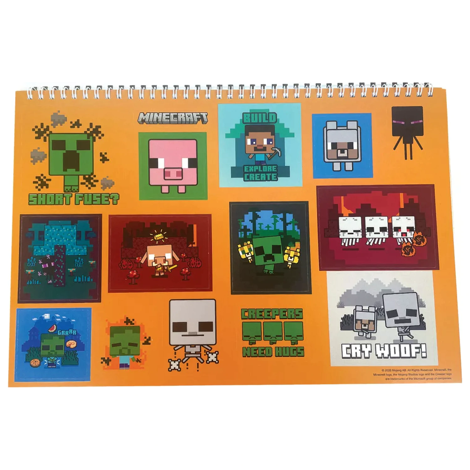 Minecraft Creepers Need Hugs A/4 Spiralni skicirni blok s 40 nalepkami fotografija izdelka