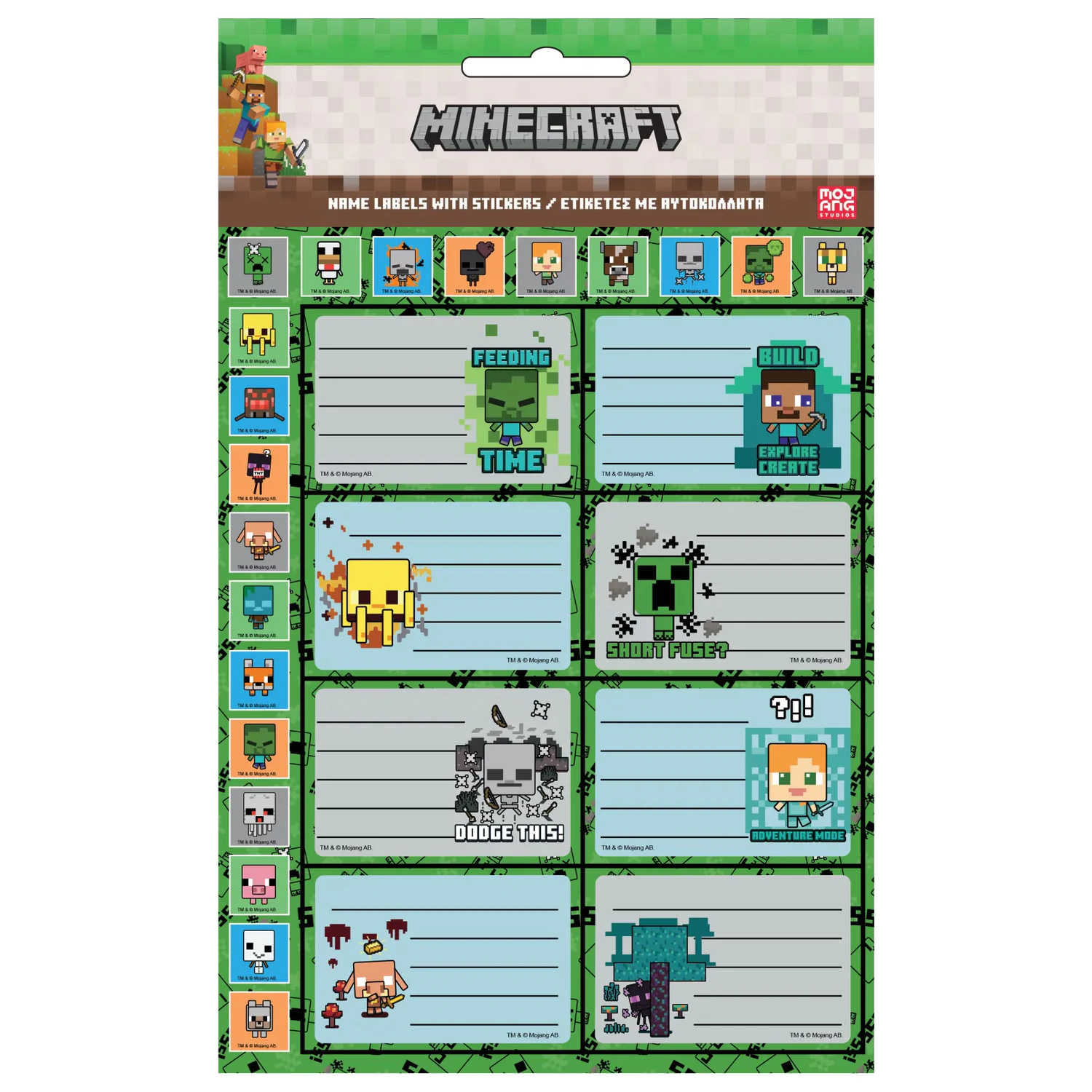 Minecraft Creepers Need Hugs Nalepka za zvezek z nalepkami, 16-delni fotografija izdelka