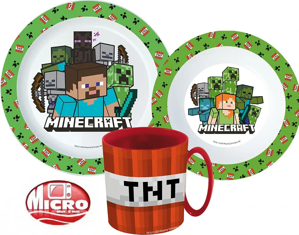 Minecraft jedilni set, mikro plastični set fotografija izdelka