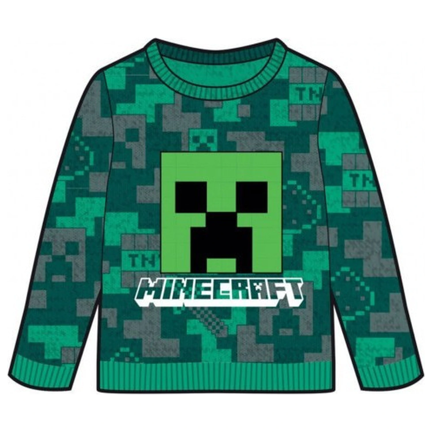 Minecraft Green otroški pleteni pulover fotografija izdelka
