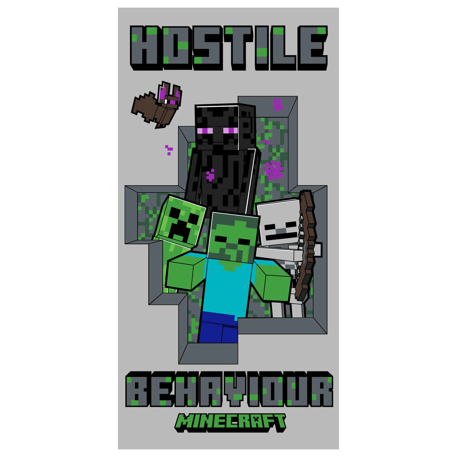 Minecraft Hostile Behavior brisača 70x140cm fotografija izdelka