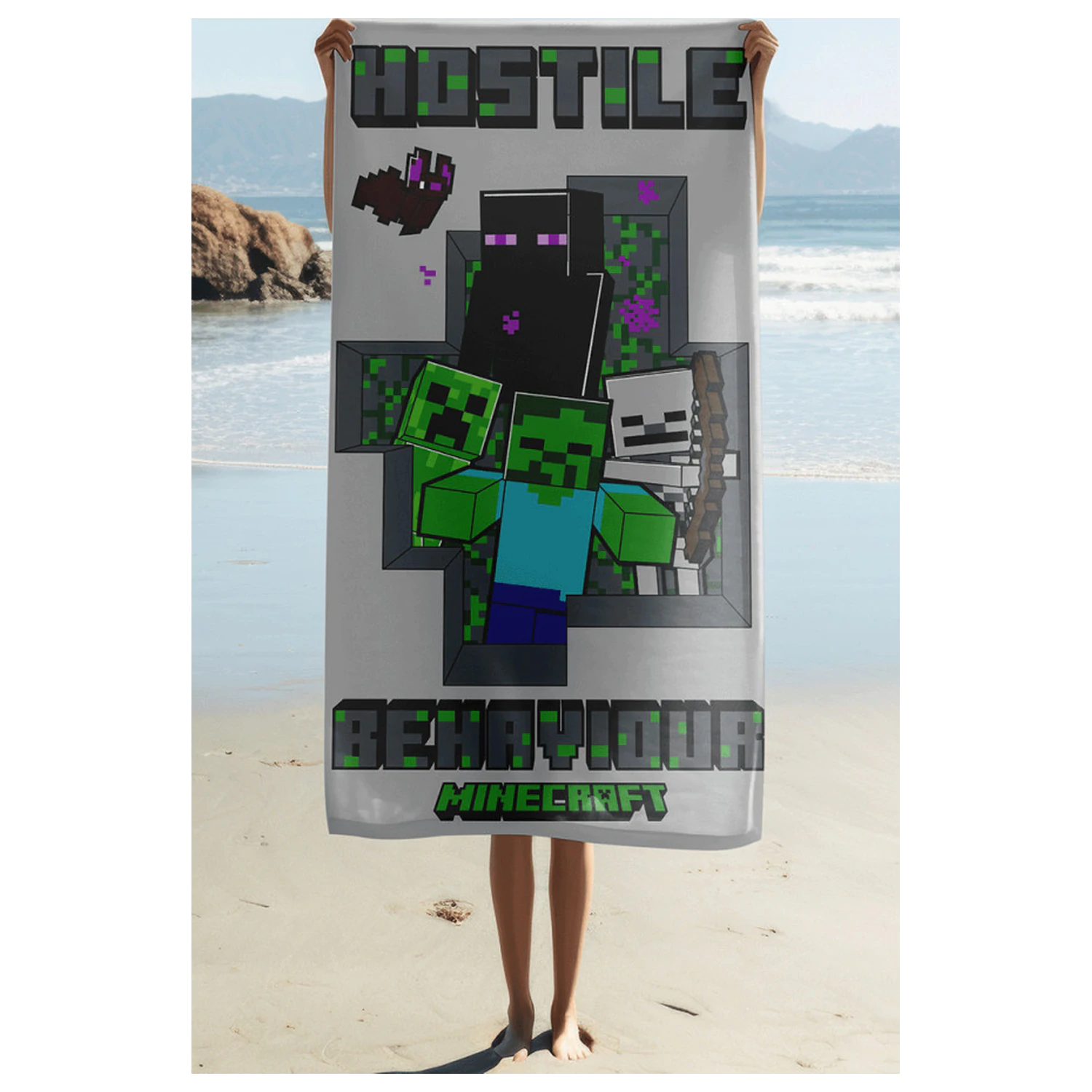 Minecraft Hostile Behavior brisača 70x140cm fotografija izdelka