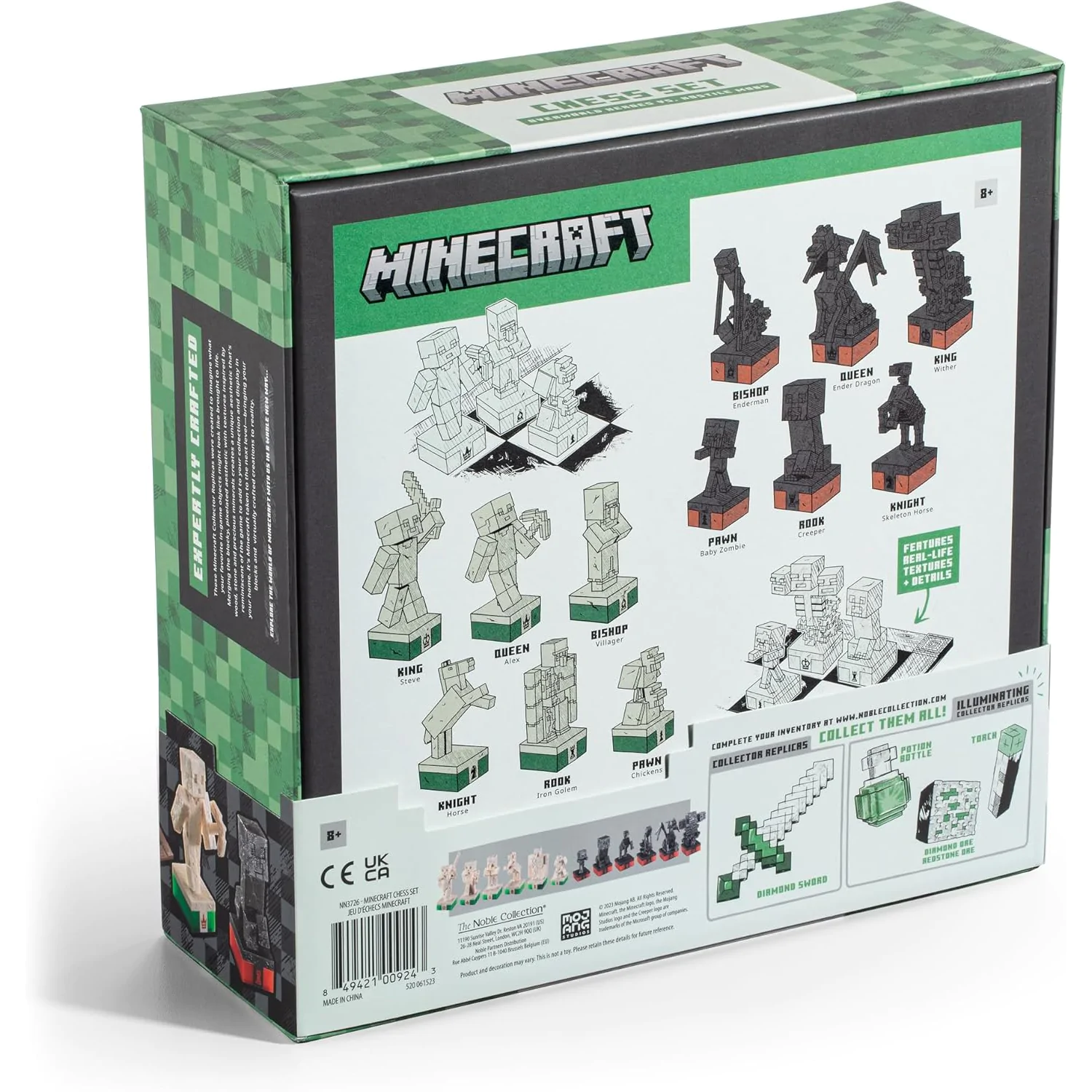 Šahovski komplet Minecraft Overworld Heroes vs. Hostile Mobs fotografija izdelka