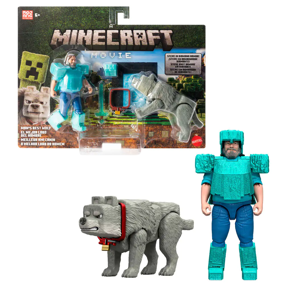 Minecraft The Movie Steve & Wolf set 2 figurici fotografija izdelka