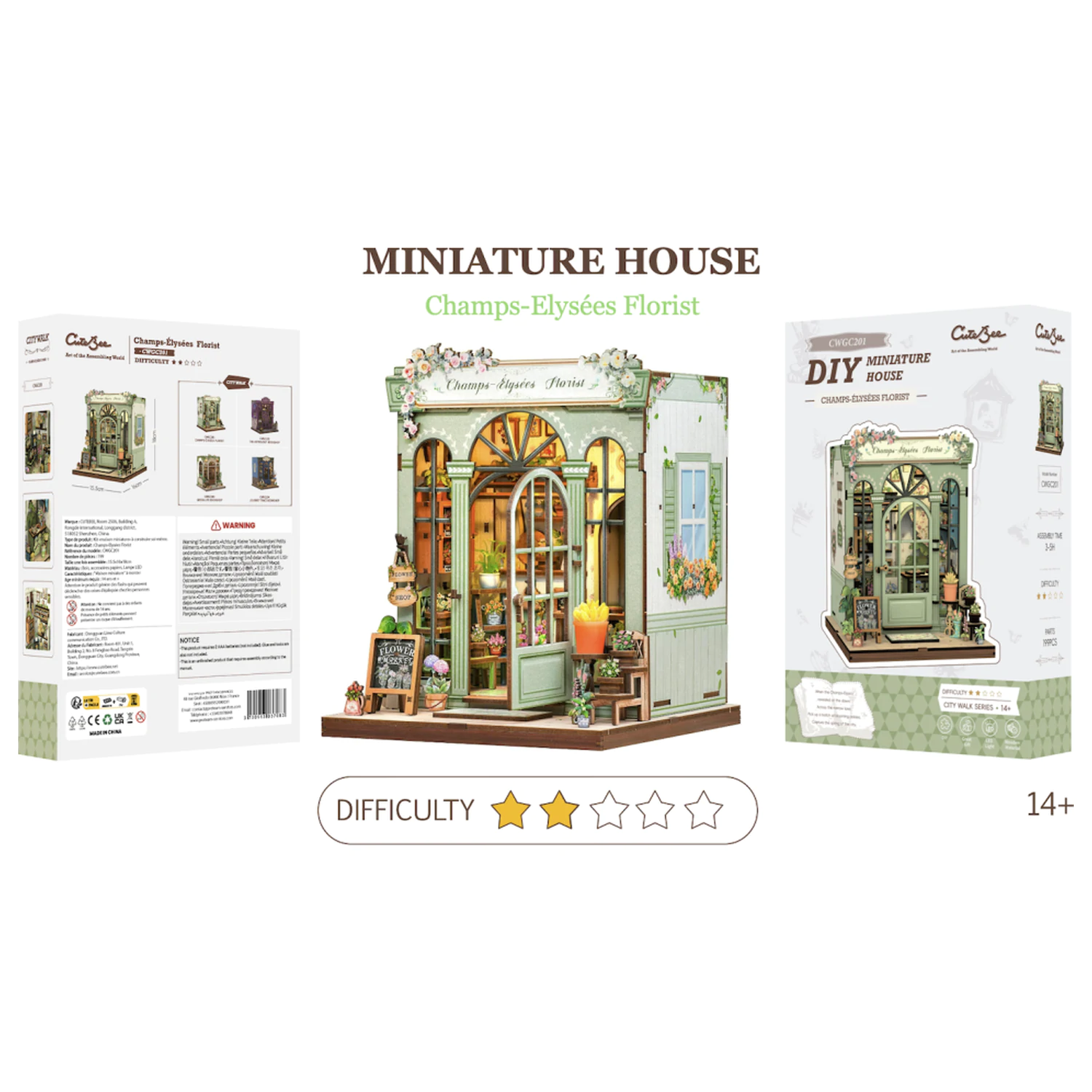 Miniaturna hiša "Champs-Élysées Florist" DIY konstrukcijski set 199 kosov + LED lučka fotografija izdelka