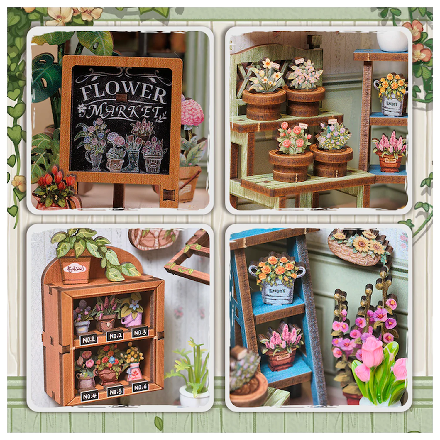 Miniaturna hiša "Champs-Élysées Florist" DIY konstrukcijski set 199 kosov + LED lučka fotografija izdelka
