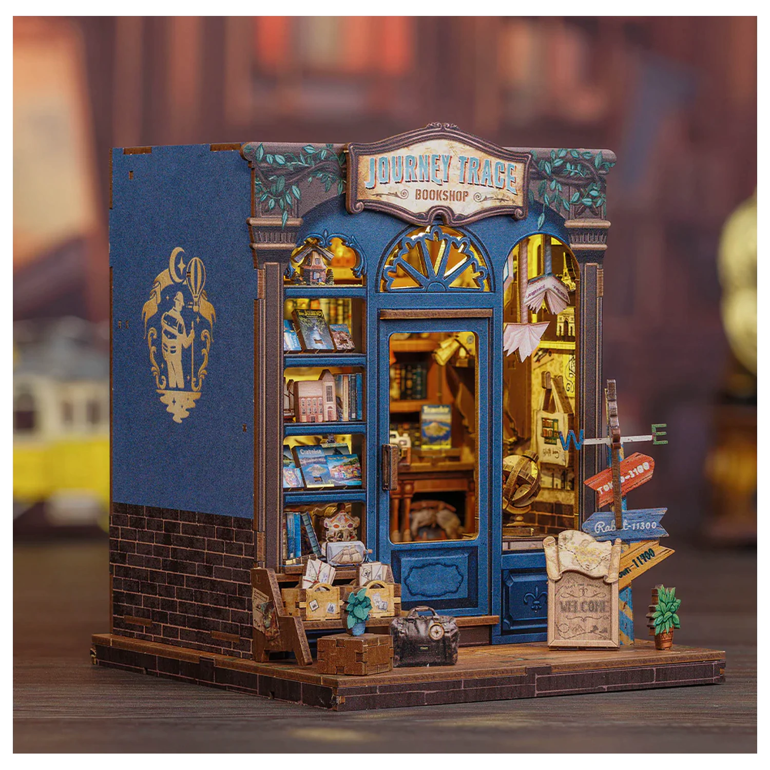 MINIATURE HIŠA DIY Journey Trace Knjigarna 241 kosov + LED Lučka konstrukcijski set fotografija izdelka