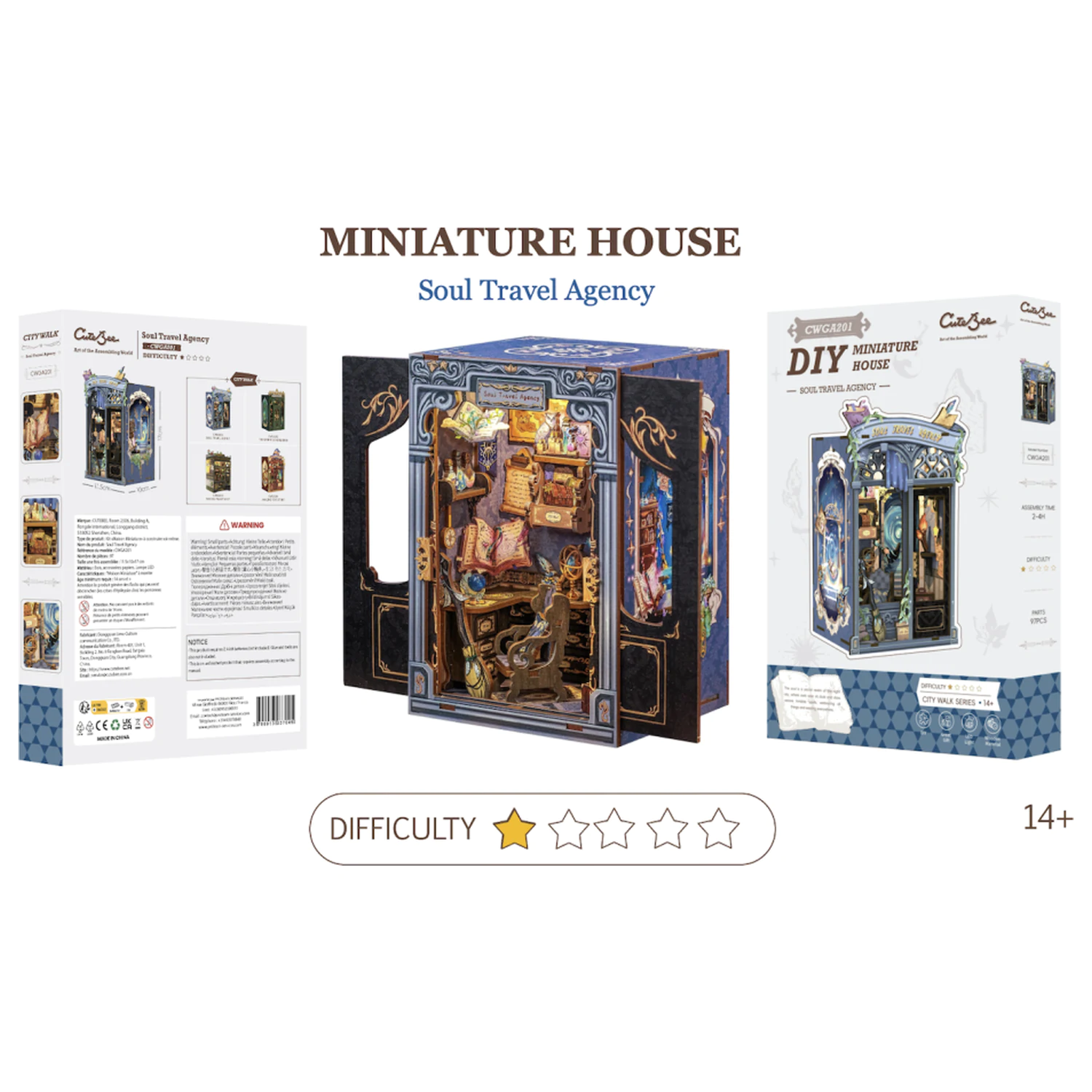 MINIATURE HOUSE DIY Soul Travel Agency 97 kos + LED svetlobni konstrukcijski set fotografija izdelka