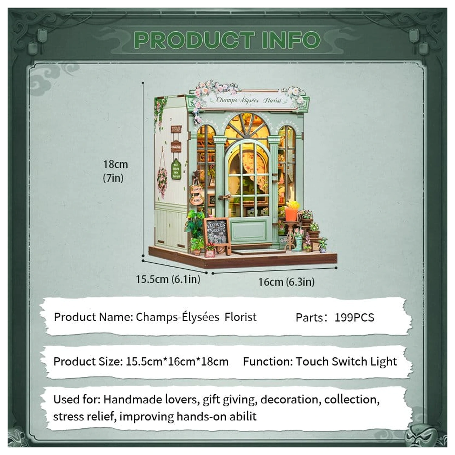 Miniaturni hišni komplet model Champs-Élysées Florist 18 x 16 cm fotografija izdelka