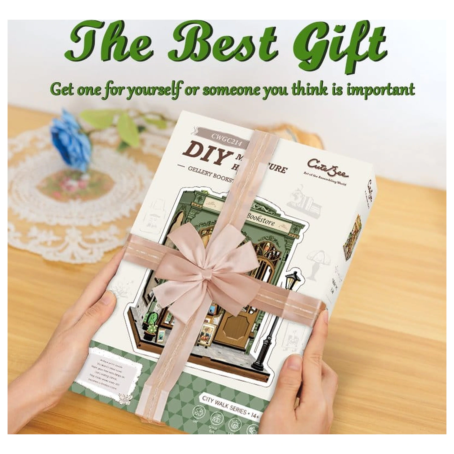 Komplet za sestavo modela miniaturne hiše Gallery Bookstore 20 x 16 cm fotografija izdelka