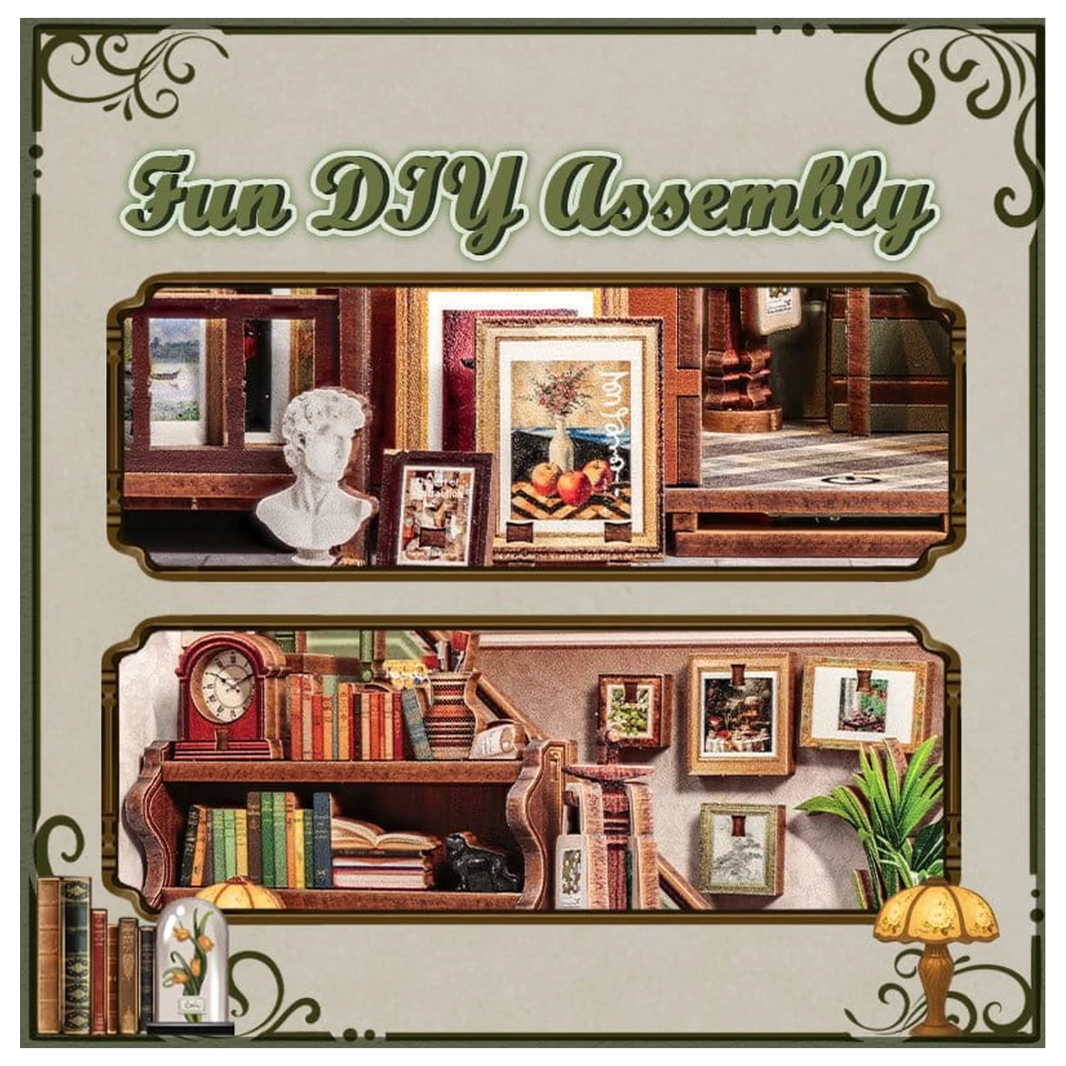 Komplet za sestavo modela miniaturne hiše Gallery Bookstore 20 x 16 cm fotografija izdelka