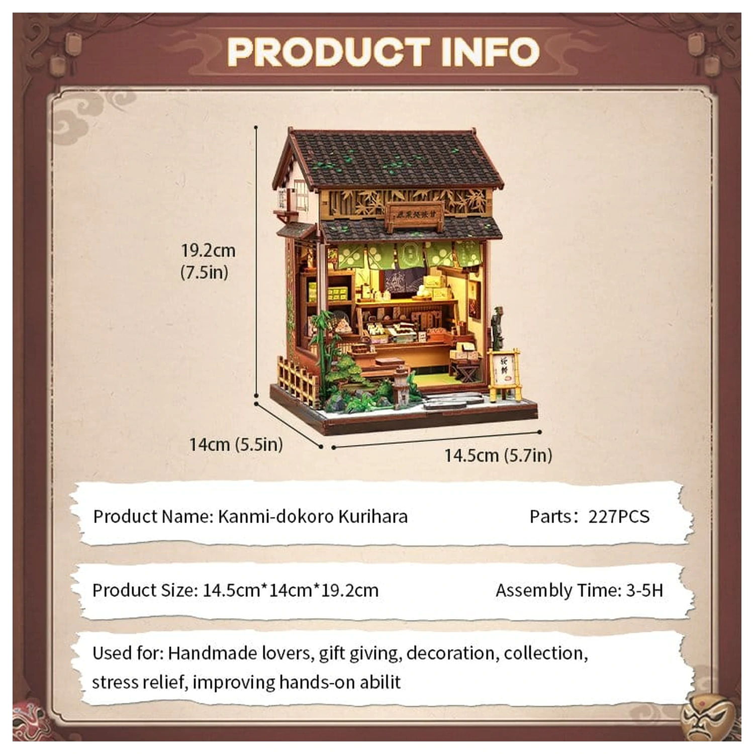 Komplet za sestavo hišice v minaturi Kanmi-dokoro Kurihara 19 x 15 cm fotografija izdelka