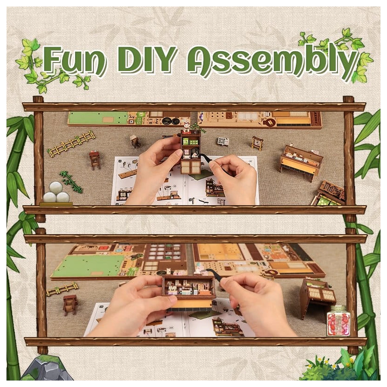 Komplet za sestavo hišice v minaturi Kanmi-dokoro Kurihara 19 x 15 cm fotografija izdelka