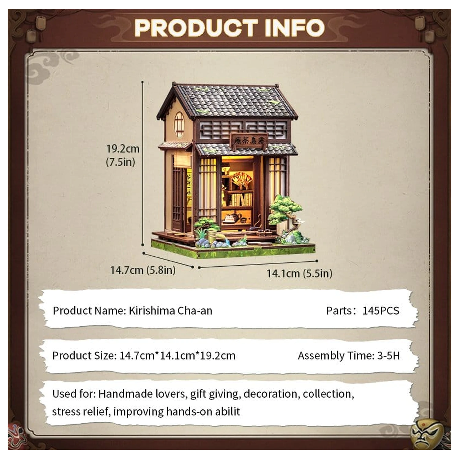 Komplet za sestavljanje modela miniaturne hiše Kirishima Cha-an 19 x 14 cm fotografija izdelka