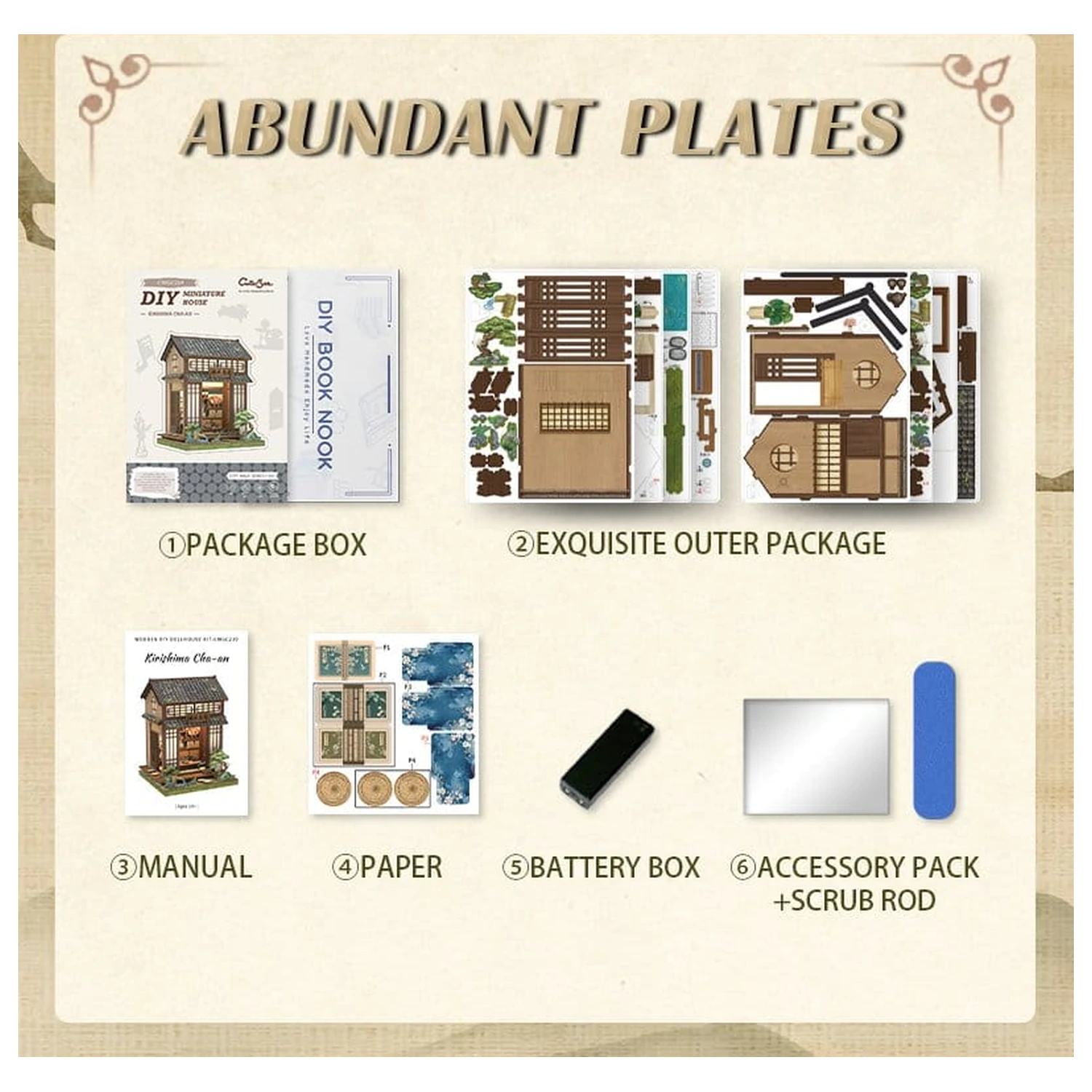 Komplet za sestavljanje modela miniaturne hiše Kirishima Cha-an 19 x 14 cm fotografija izdelka