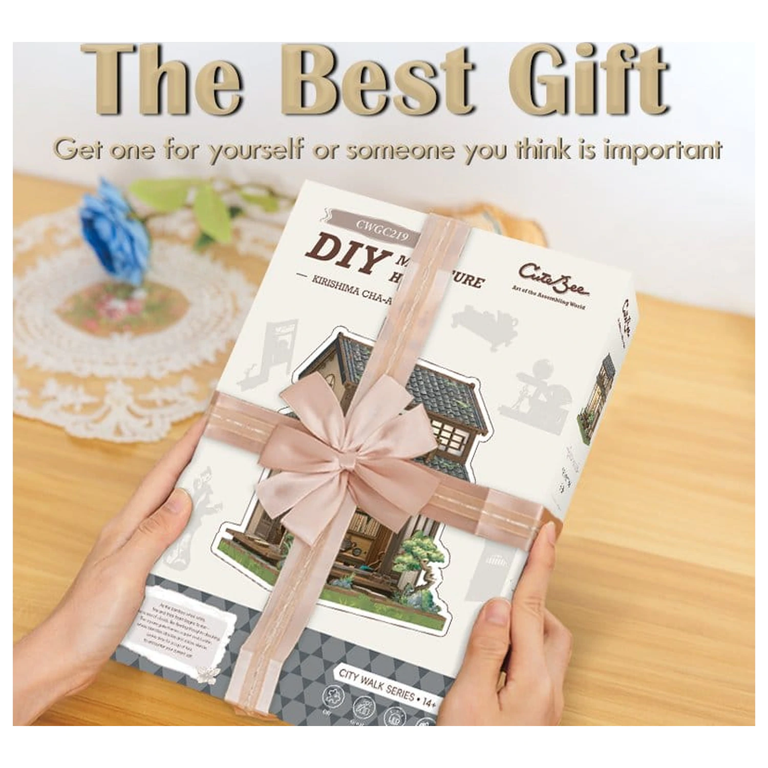 Komplet za sestavljanje modela miniaturne hiše Kirishima Cha-an 19 x 14 cm fotografija izdelka