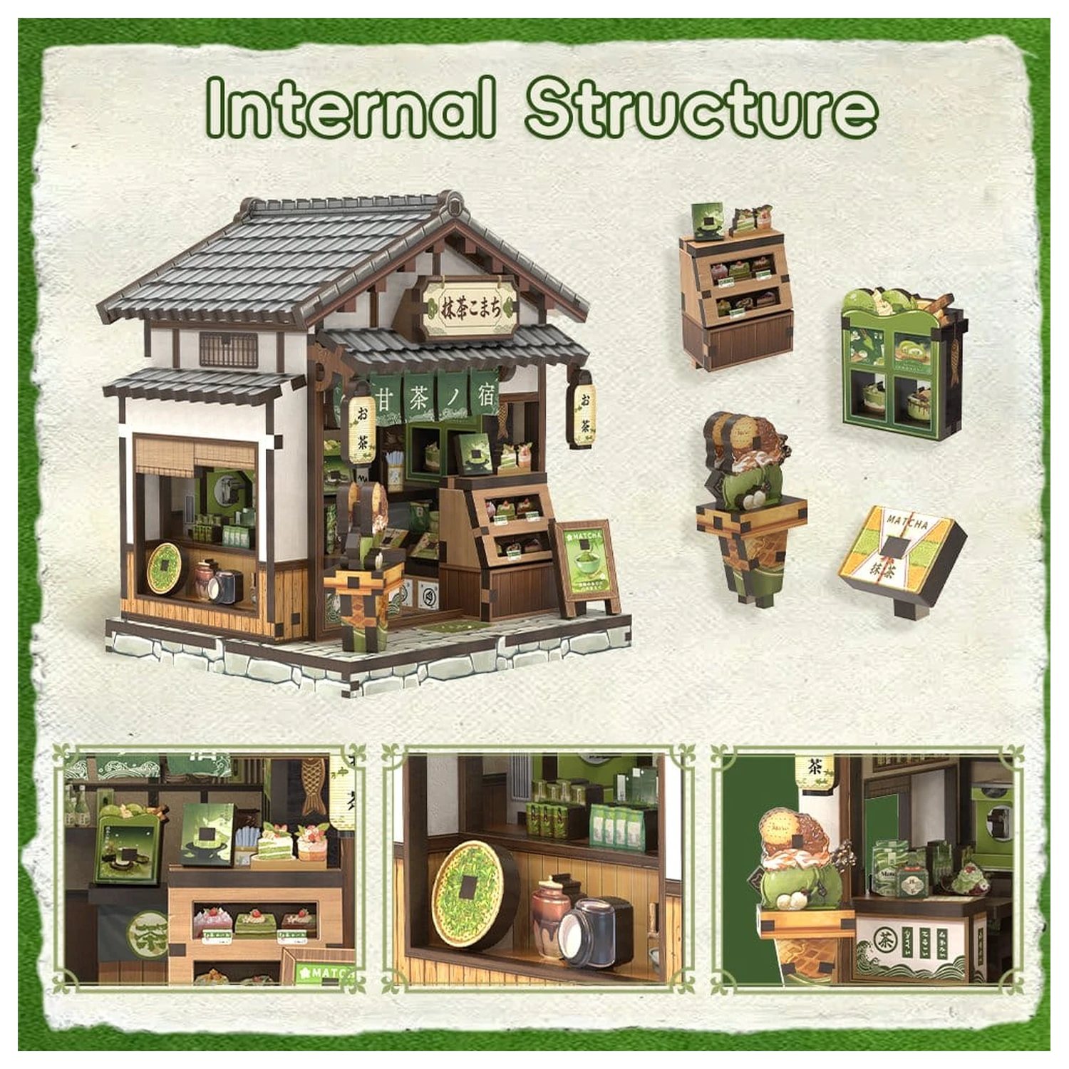 Miniaturni hišni model komplet Kyoto Matcha Cottage 11 x 9 cm fotografija izdelka