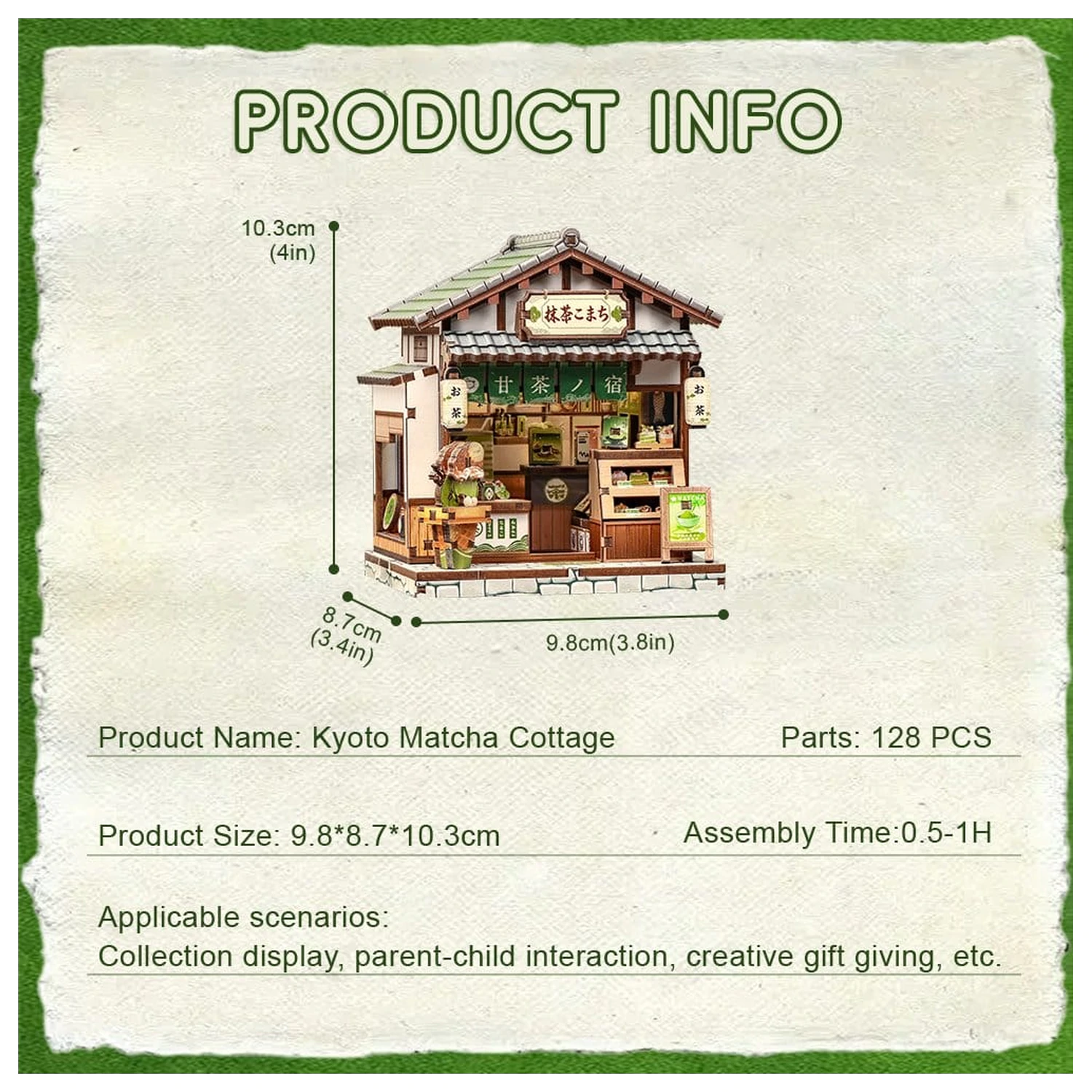 Miniaturni hišni model komplet Kyoto Matcha Cottage 11 x 9 cm fotografija izdelka
