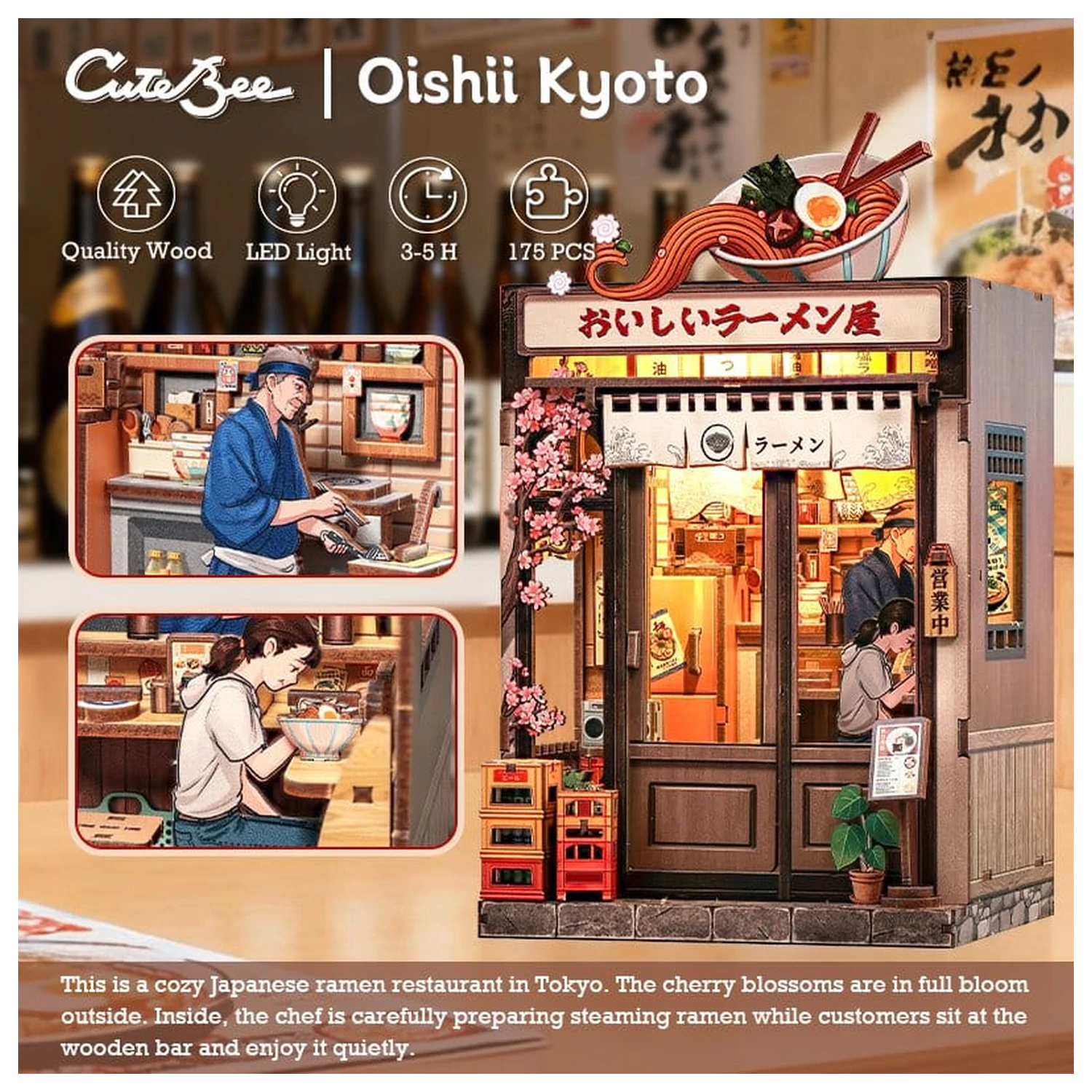 Komplet modela miniaturne hiše Oishii Kyoto 22 x 13 cm fotografija izdelka