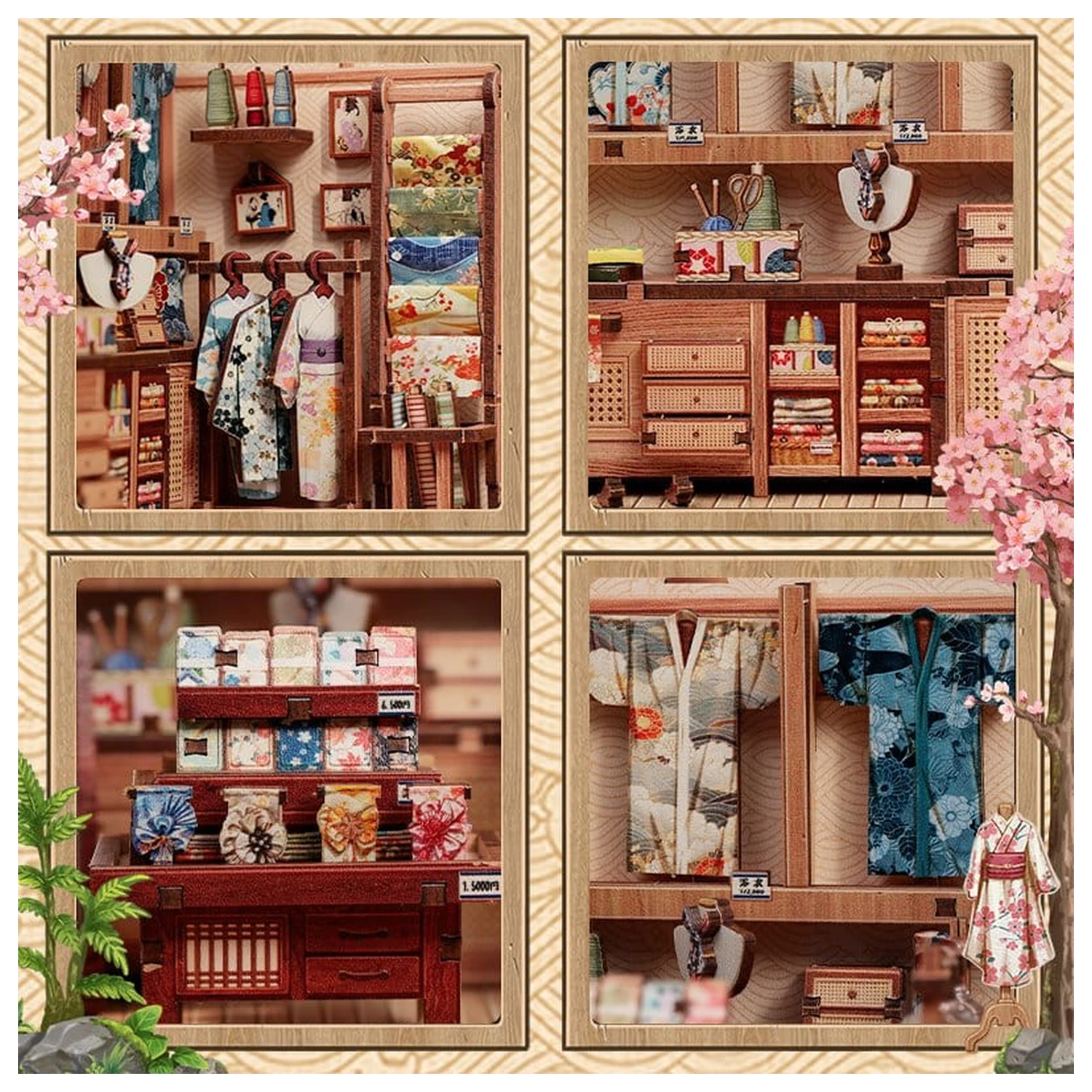 Model hiše v miniaturni velikosti, komplet za sestavljanje Sakura O Kimono Shop 19 x 14 cm fotografija izdelka
