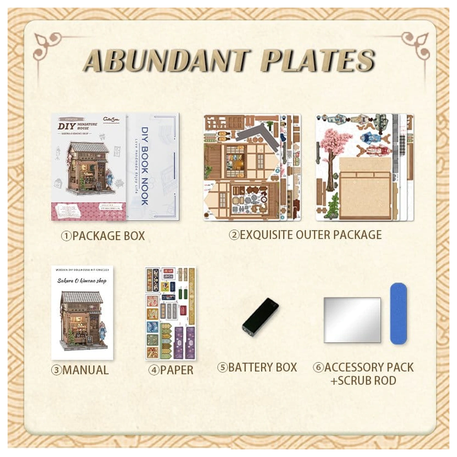 Model hiše v miniaturni velikosti, komplet za sestavljanje Sakura O Kimono Shop 19 x 14 cm fotografija izdelka