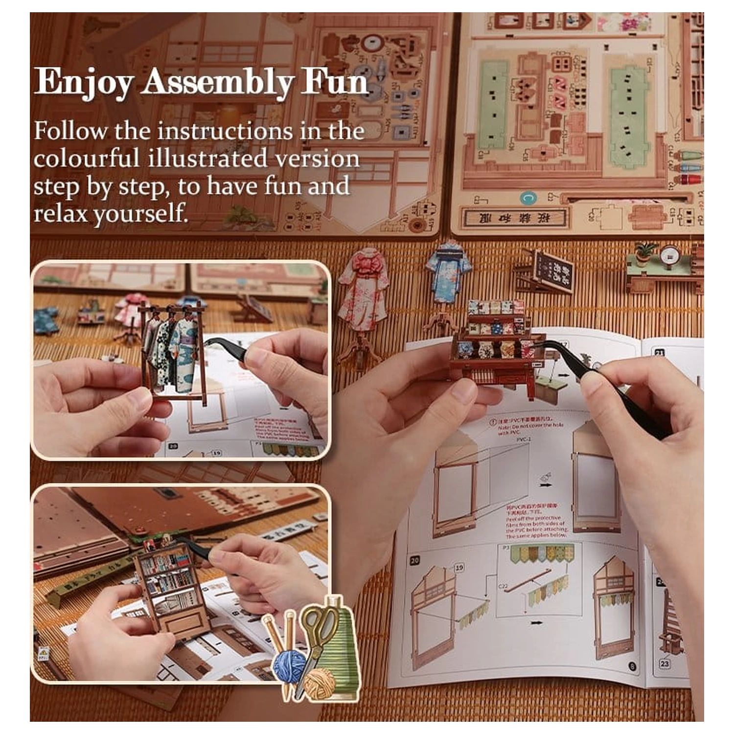 Model hiše v miniaturni velikosti, komplet za sestavljanje Sakura O Kimono Shop 19 x 14 cm fotografija izdelka