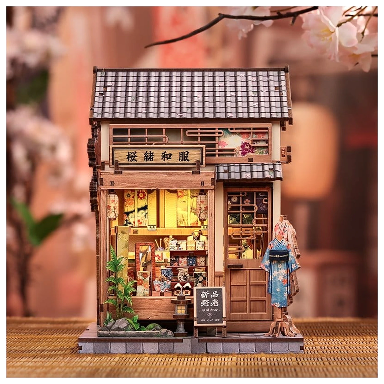 Model hiše v miniaturni velikosti, komplet za sestavljanje Sakura O Kimono Shop 19 x 14 cm fotografija izdelka