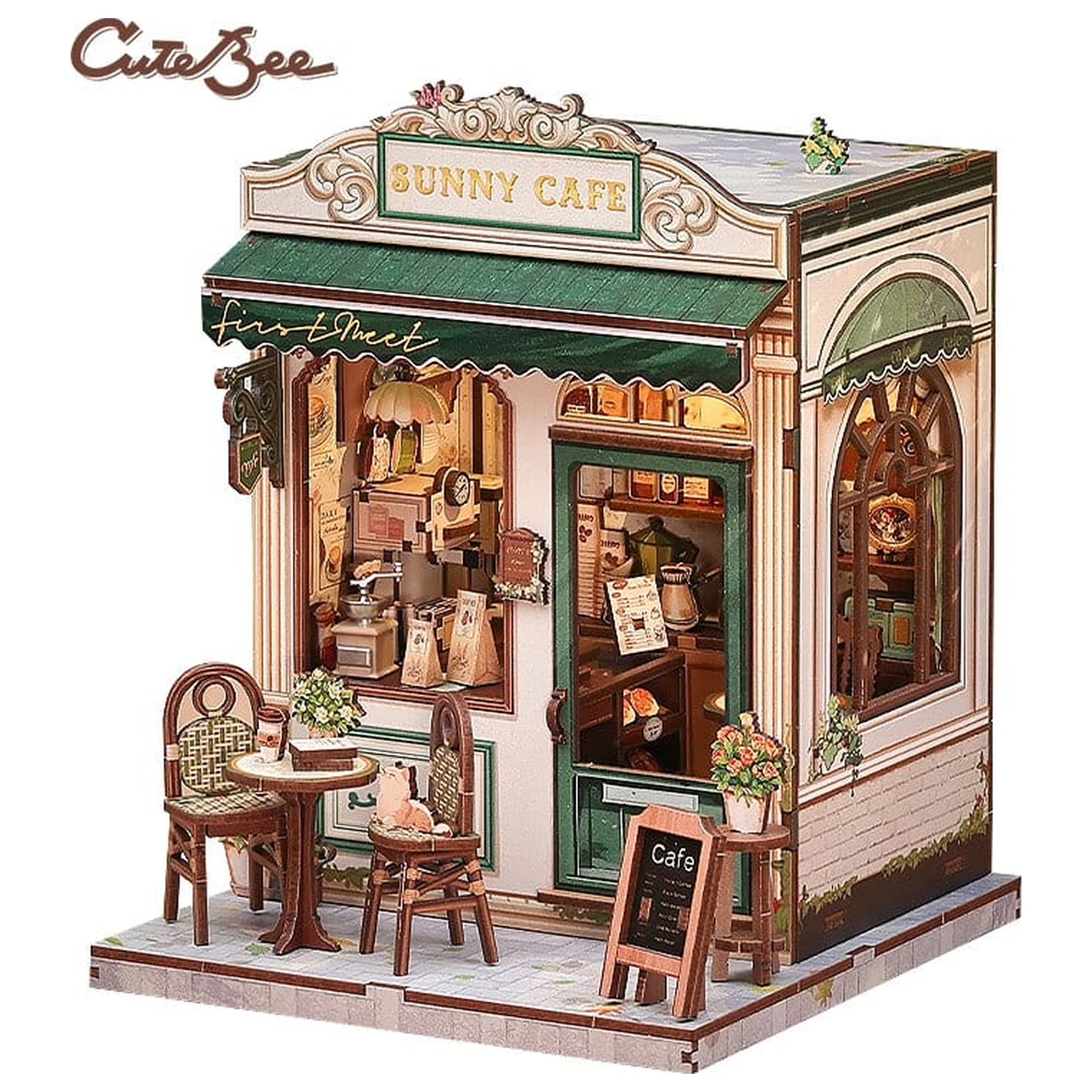 Komplet za izdelavo miniaturnega modela hiše Sunny Cafe 20 x 16 cm fotografija izdelka