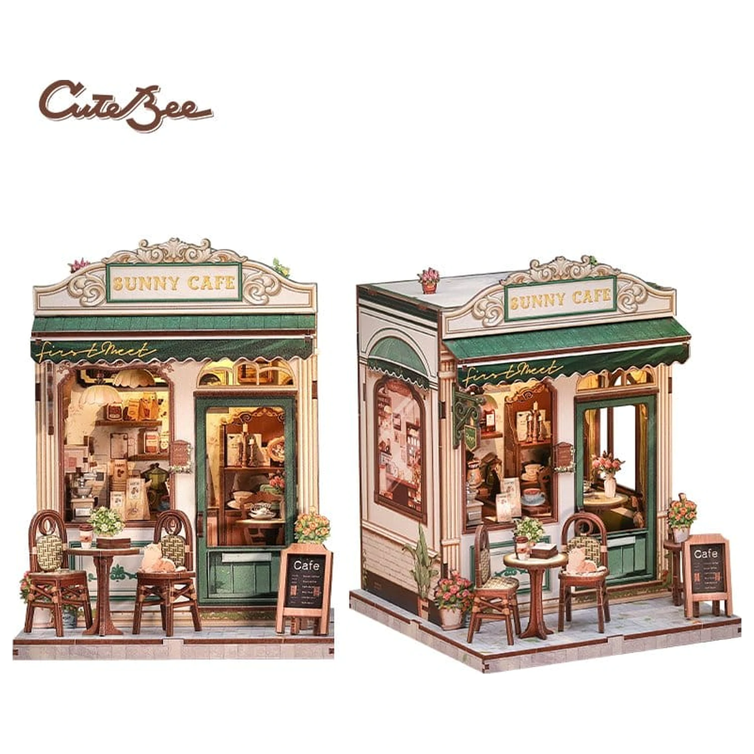 Komplet za izdelavo miniaturnega modela hiše Sunny Cafe 20 x 16 cm fotografija izdelka