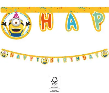 Minions 2 The Rise of Gru, Minions Happy Birthday napis FSC 2 m fotografija izdelka
