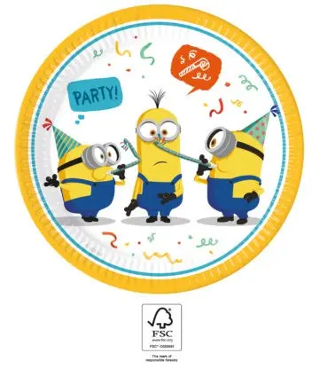 Minions 2 The Rise of Gru, Minions papirnati krožniki 8 kosov 23 cm FSC fotografija izdelka