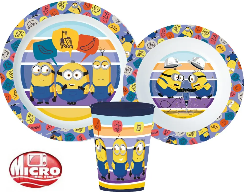 Minions set jedilnega pribora, set iz mikro plastike fotografija izdelka