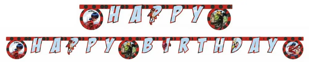 Miraculous Ladybug and Cat Noir Happy Birthday Praznični transparent 200 cm fotografija izdelka