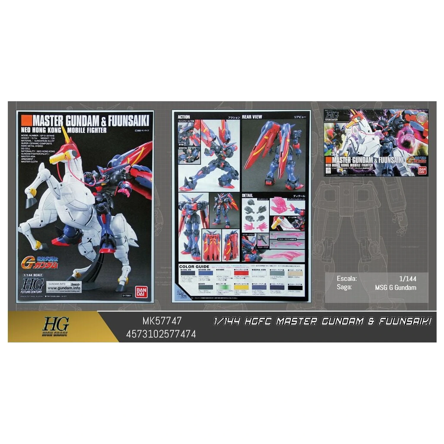 Mobile Fighter G Gundam GF13-001NHII Master Gundam Fuunsaiki Komplet modela HGFC 1/144 fotografija izdelka